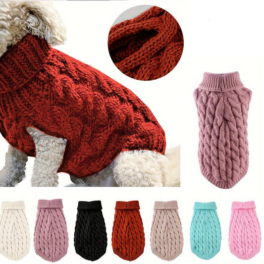 Knit Pet Sweater for Small to Medium Dogs - Soft Acrylic Pullover in Multiple Colors for Cold Weather 0