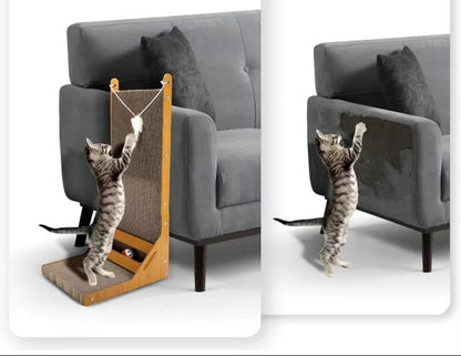 L-Shaped Cat Scratcher with Toy Ball – Durable Cardboard Scratching Post for Cats, Space-Saving Design, Multi-Angle Play 3