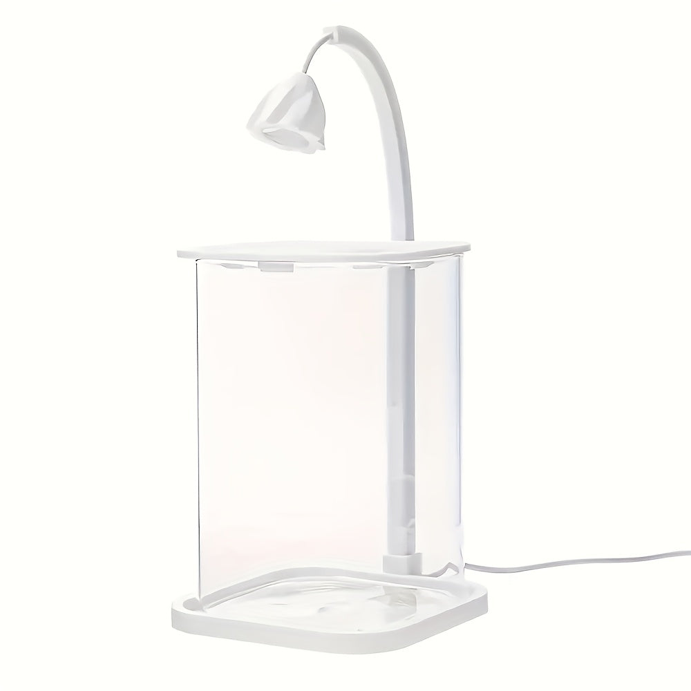LED aquarium featuring a ventilated cover and integrated lighting, designed for fish and turtle habitats, crafted from modern transparent acrylic for a stylish and functional aquatic environment 0