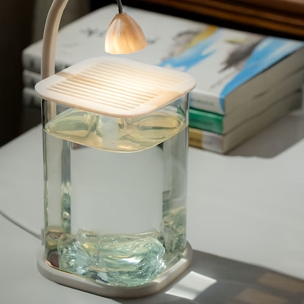 LED aquarium featuring a ventilated cover and integrated lighting, designed for fish and turtle habitats, crafted from modern transparent acrylic for a stylish and functional aquatic environment 6