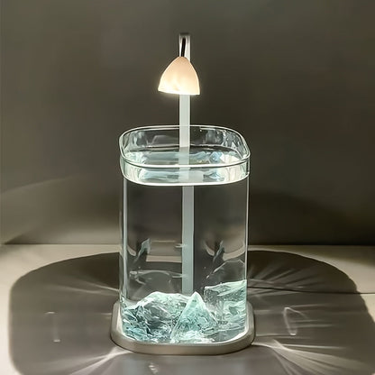 LED aquarium featuring a ventilated cover and integrated lighting, designed for fish and turtle habitats, crafted from modern transparent acrylic for a stylish and functional aquatic environment 7