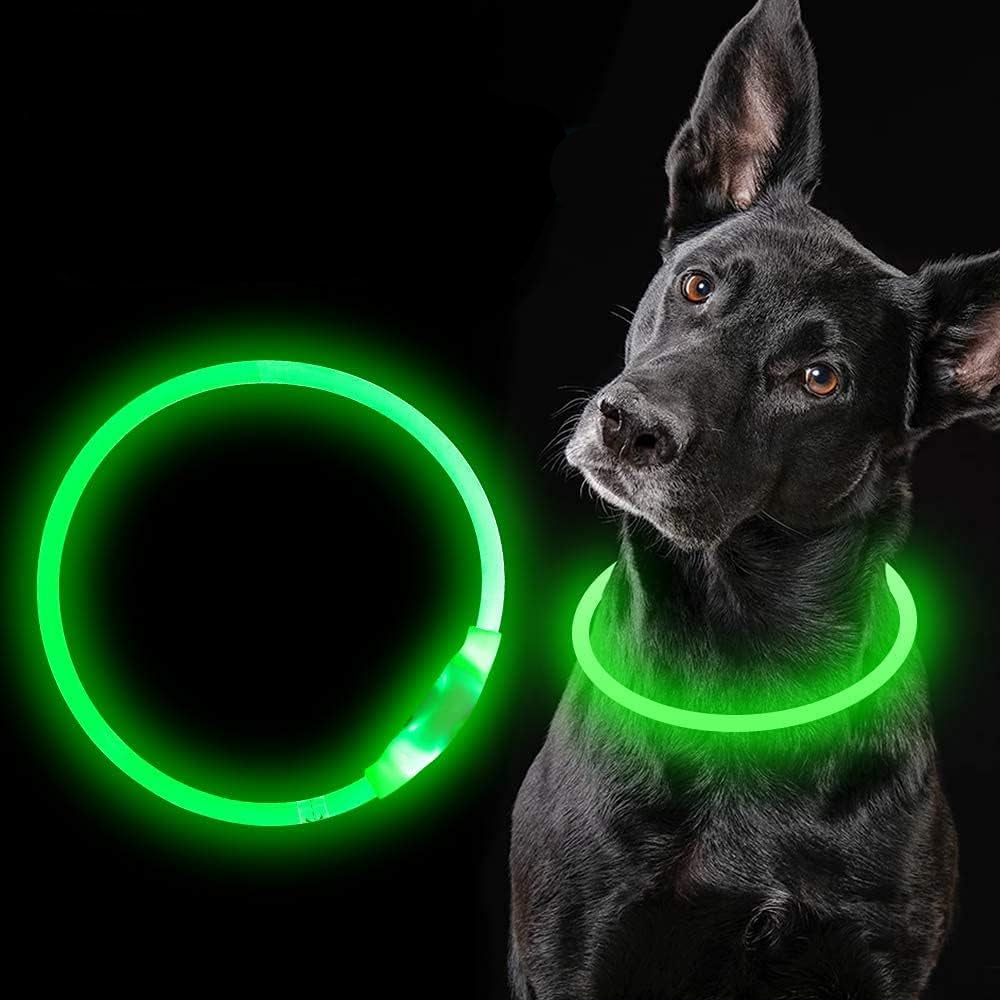 LED Dog Collar – Adjustable 360-Degree Glow Safety Collar with USB Rechargeable Light for Night Walks 0