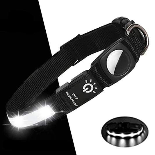 LED Dog Collar with GPS Tracker – Waterproof, USB Rechargeable, Adjustable Fit 0