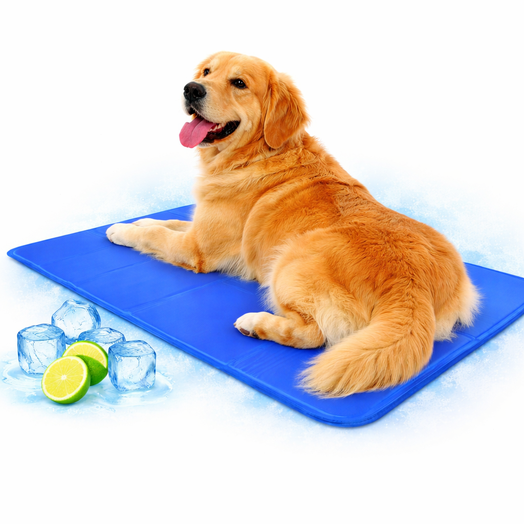 Large Dog Cooling Mat featuring pressure-activated gel, designed for summer relief, portable and scratch-resistant for comfortable use. 0