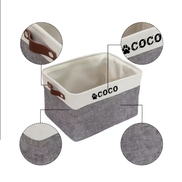 Large Dog Toy Basket – Durable Fabric Storage Bin for Pet Toys, Customizable Name Option, Stylish Organizing Solution 36x22x26 cm 4