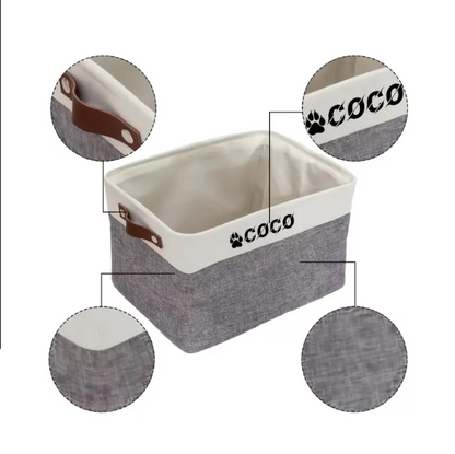 Large Dog Toy Basket – Durable Fabric Storage Bin for Pet Toys, Customizable Name Option, Stylish Organizing Solution 36x22x26 cm 4
