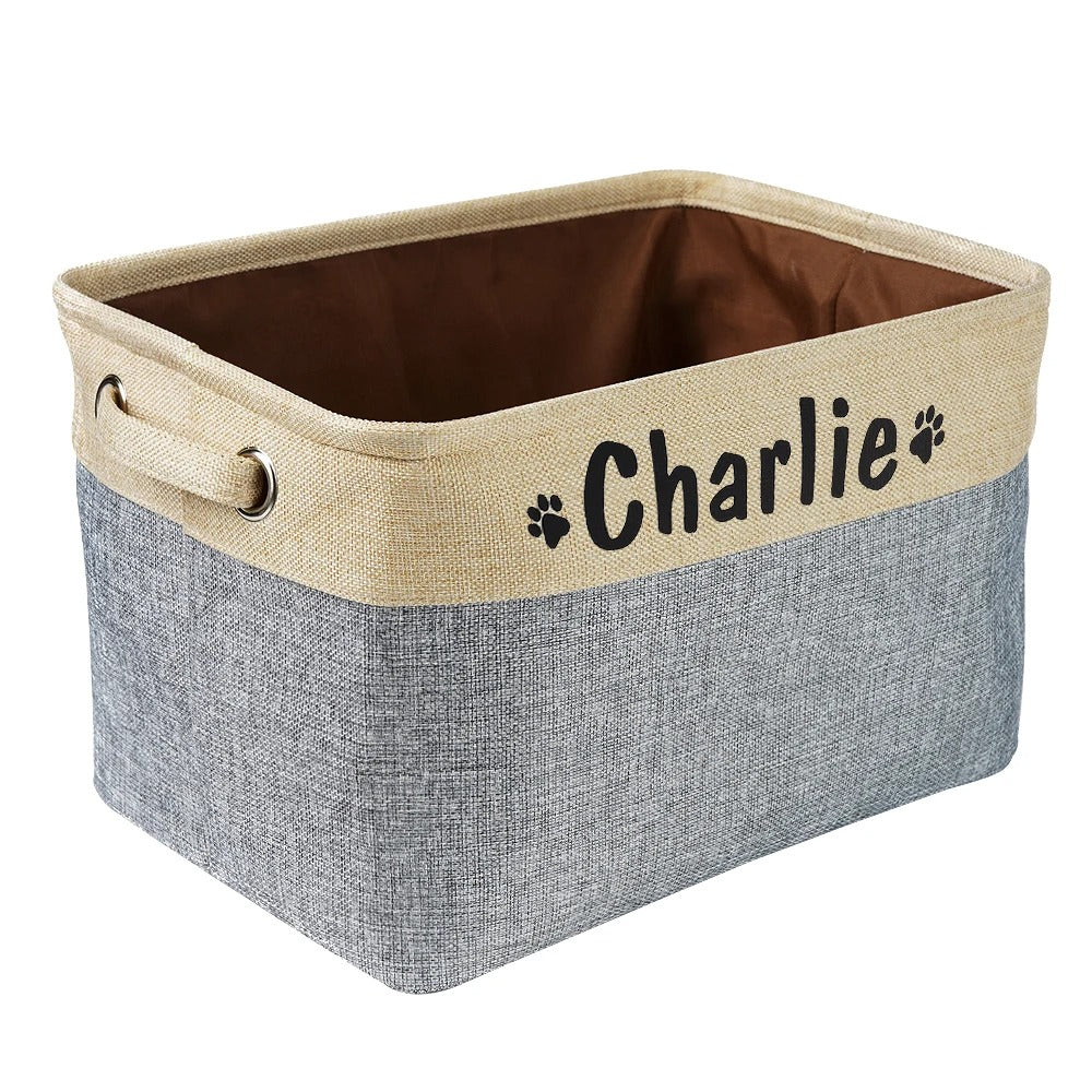 Large Dog Toy Basket – Durable Fabric Storage Bin for Pet Toys, Customizable Name Option, Stylish Organizing Solution 36x22x26 cm 9