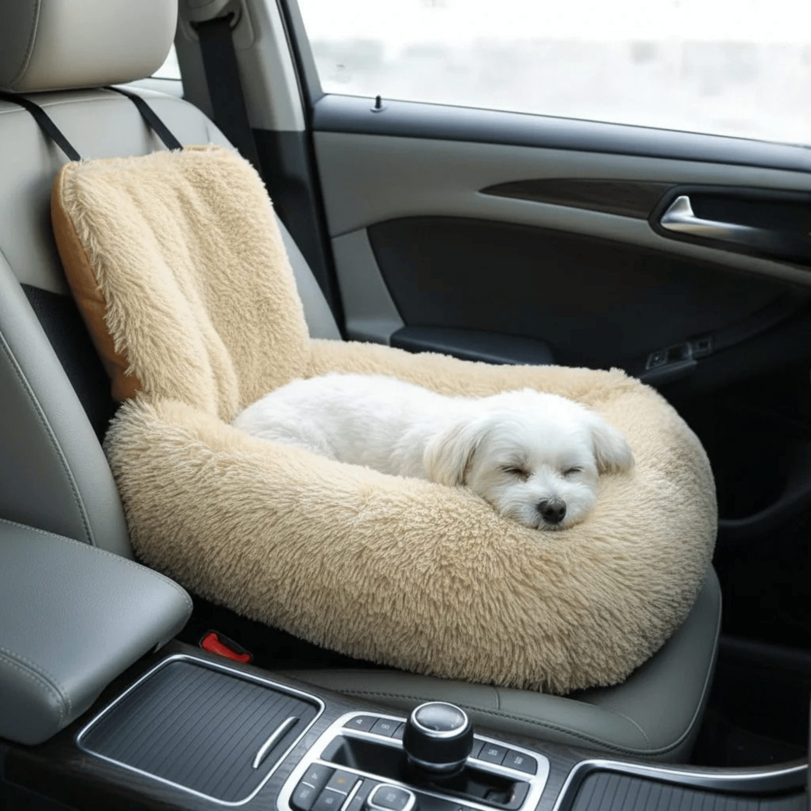 Large Washable Dog Car Bed with Elevated Design and Non-Slip Bottom – Comfortable Travel Seat for Dogs 1