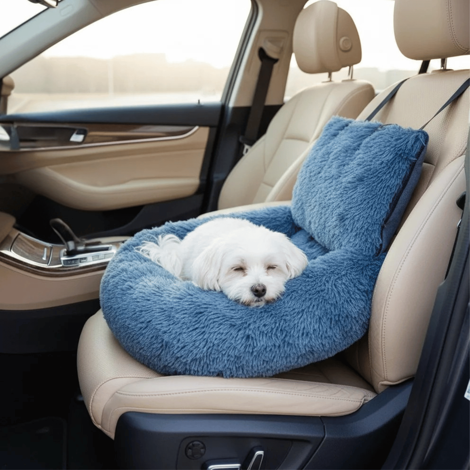 Large Washable Dog Car Bed with Elevated Design and Non-Slip Bottom – Comfortable Travel Seat for Dogs 3