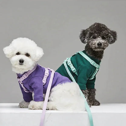 Lightweight Dog Harness and Dual-Head Leash Set for Small to Medium Dogs – Stylish Pastel Colors 2