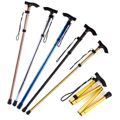 Lightweight Folding Aluminum Walking Cane with Ergonomic T-Handle – Telescopic Hiking and Trekking Stick for Stability and Comfort 1