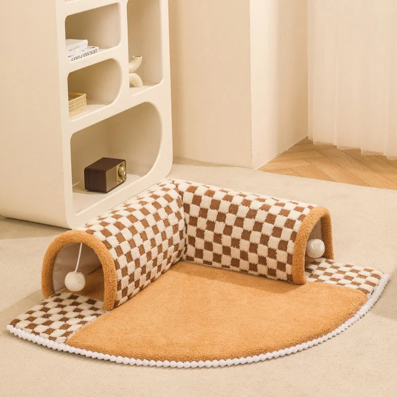 Luxury Cat Bed with Play Tunnel – Cozy Multifunctional Pet House for Cats and Small Dogs 0