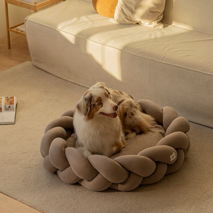Luxury Large Dog Bed with Plush Cotton, Braided Edges – Comfortable Retreat for All Breeds, Machine Washable 1