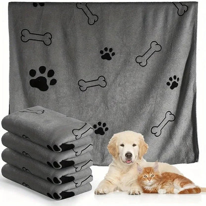 Microfiber Dog Bath Towel – Soft, Absorbent, Quick-Drying Pet Towel with Bone Print Design for Small to Medium Dogs 0