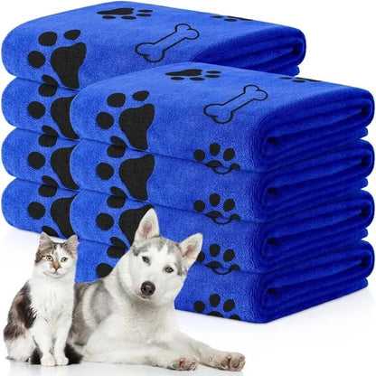 Microfiber Dog Bath Towel – Soft, Absorbent, Quick-Drying Pet Towel with Bone Print Design for Small to Medium Dogs 2