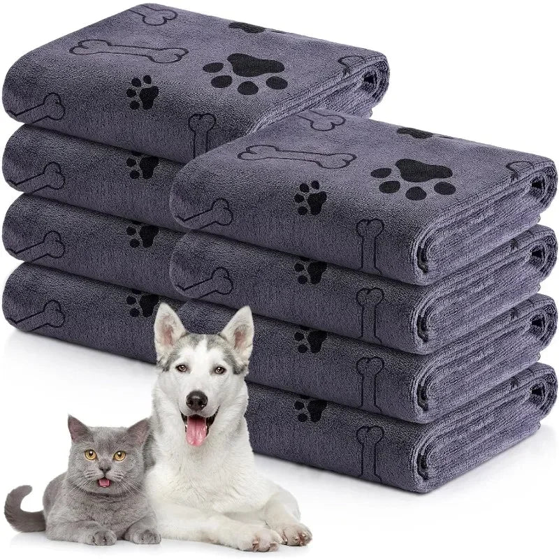 Microfiber Dog Bath Towel – Soft, Absorbent, Quick-Drying Pet Towel with Bone Print Design for Small to Medium Dogs 7