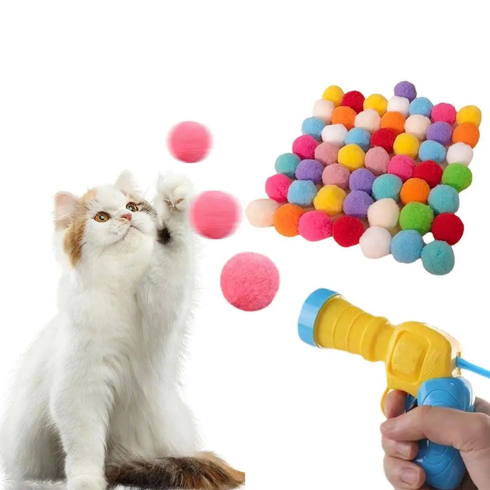 Mini Launch Gun Cat Toy with 20 Plush Balls – Interactive Indoor Play for Cats 2