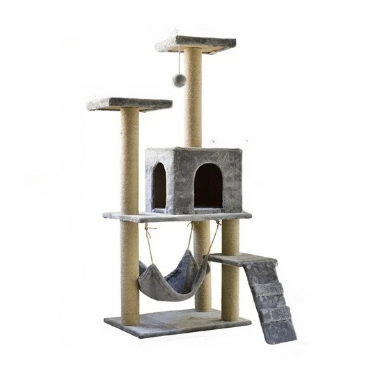 Multi-Layer Modern Cat Tree Tower with Scratching Posts, Cozy Hideouts, and Padded Perches for Indoor Play and Relaxation 0