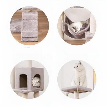 Multi-Layer Modern Cat Tree Tower with Scratching Posts, Cozy Hideouts, and Padded Perches for Indoor Play and Relaxation 5