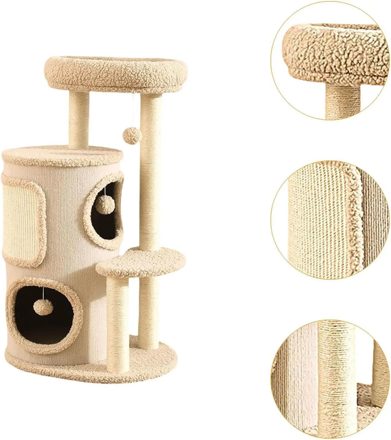 Multi-Level Cat Tree Condo with Cozy Hideouts and Interactive Toy Balls – Modern Cat Furniture for Climbing and Relaxation 1