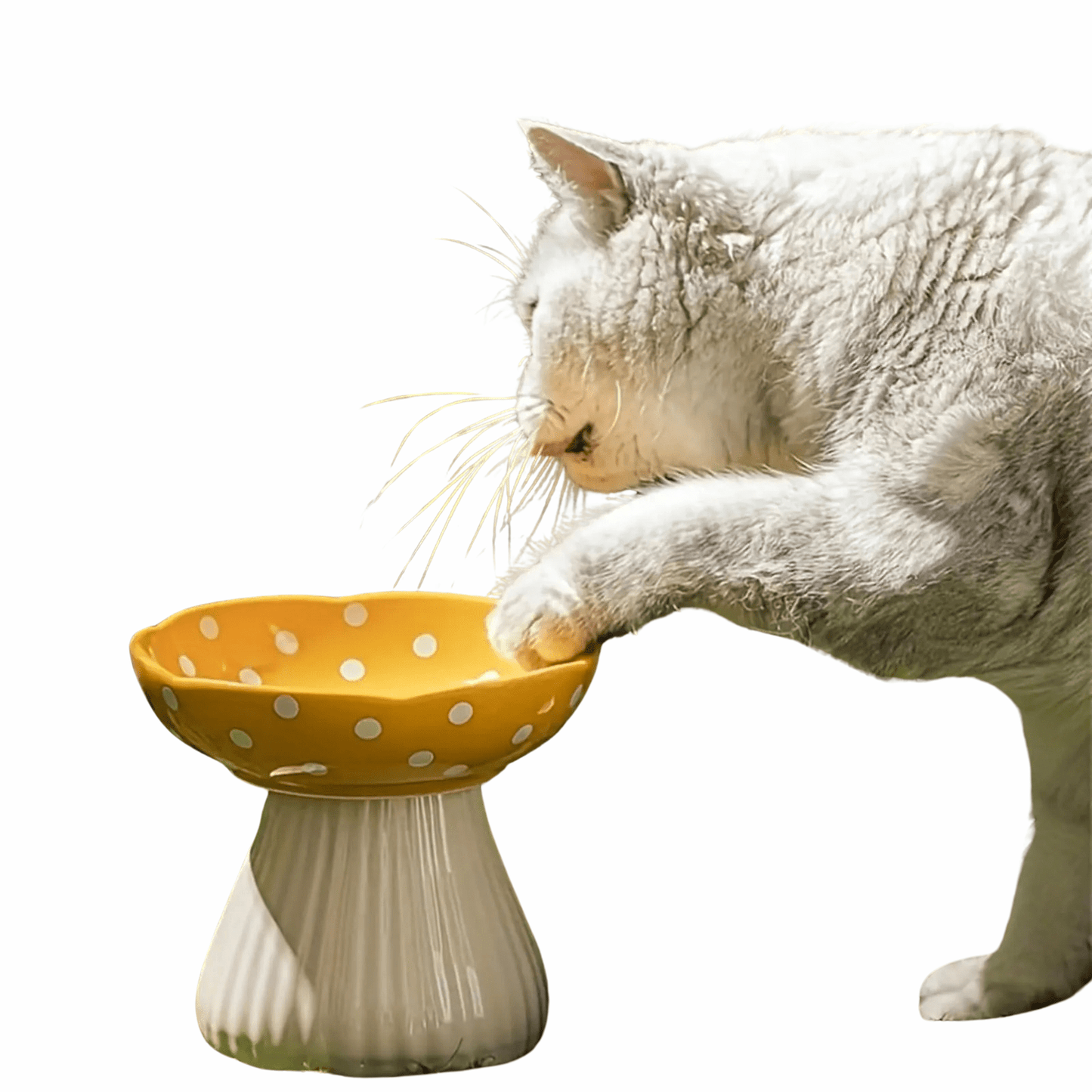 Mushroom-Shaped Elevated Ceramic Cat Food Bowl for Comfortable Eating 1