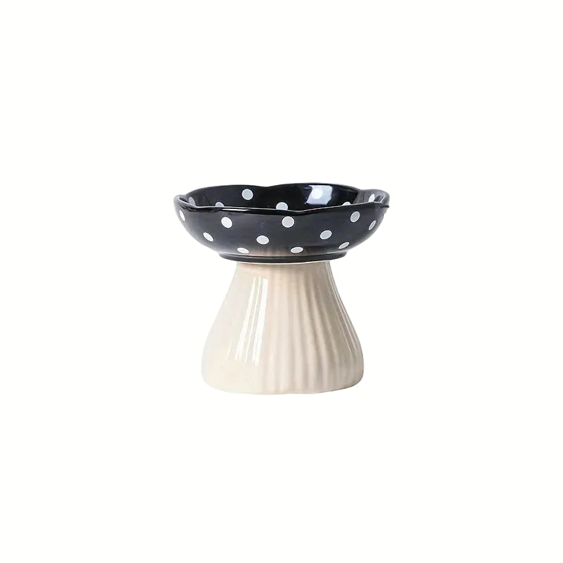 Mushroom-Shaped Elevated Ceramic Cat Food Bowl for Comfortable Eating 9