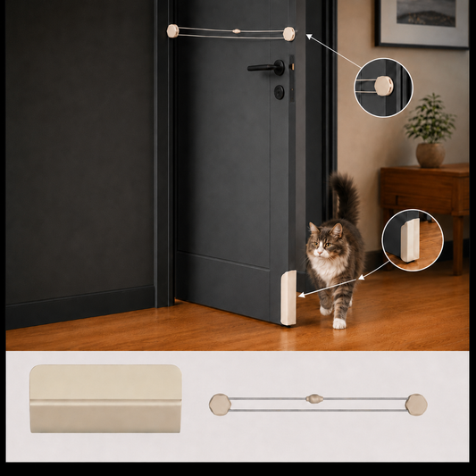 No-Drill Cat Door for Interior Door with Auto-Close Assist, providing easy access for cats while enhancing home interiors. 0