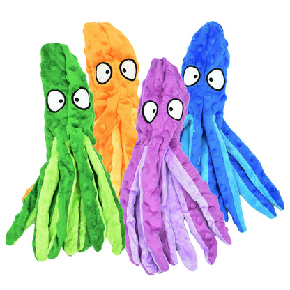 No Stuffing Plush Octopus Squeaky Dog Toy with Crinkle Tails – Interactive Toy for Small to Large Dogs 1