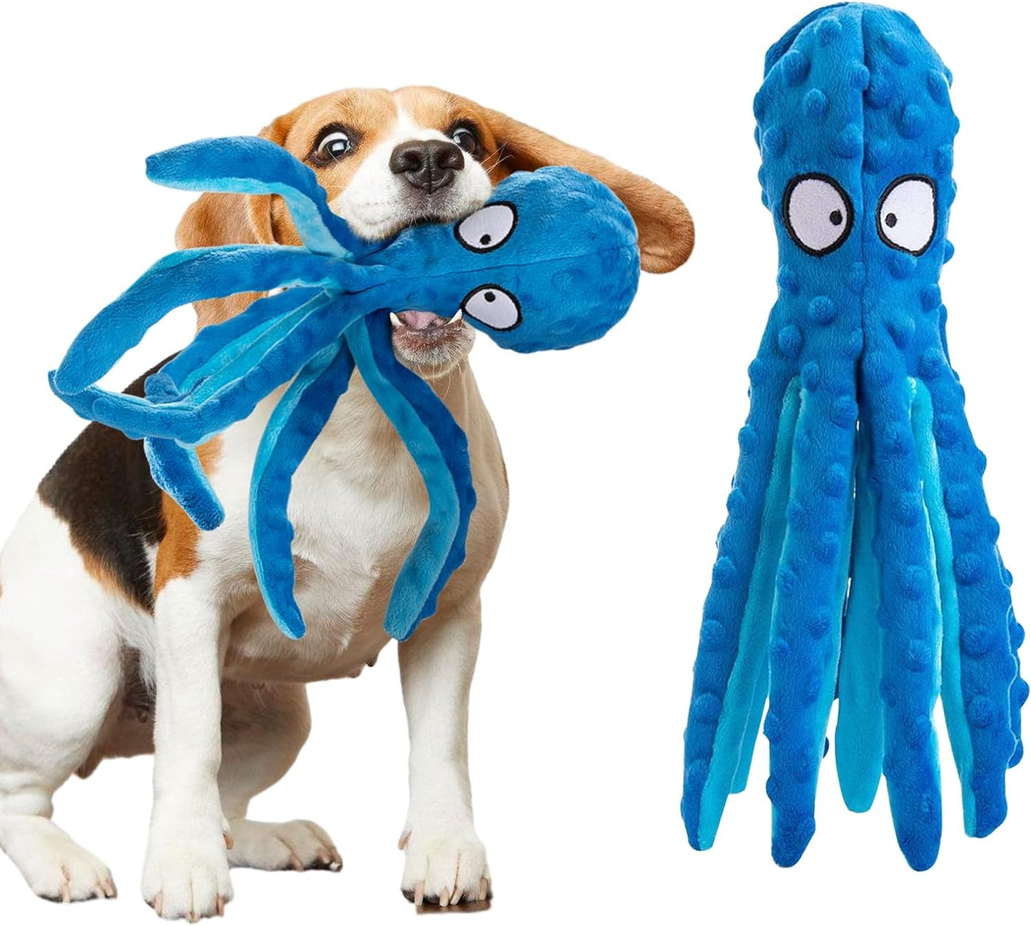 No Stuffing Plush Octopus Squeaky Dog Toy with Crinkle Tails – Interactive Toy for Small to Large Dogs 2