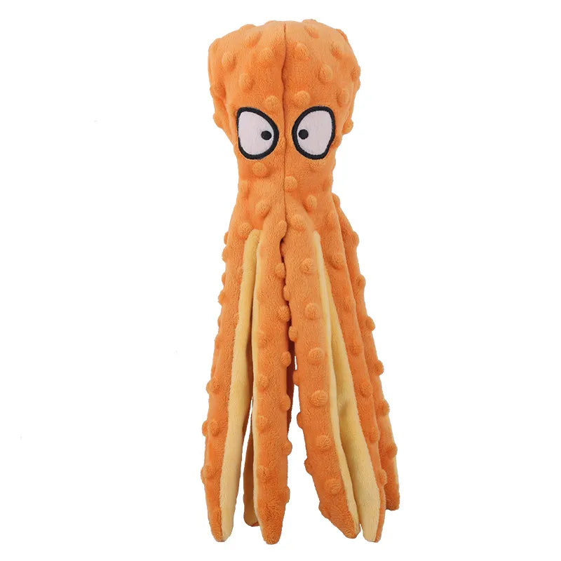No Stuffing Plush Octopus Squeaky Dog Toy with Crinkle Tails – Interactive Toy for Small to Large Dogs 9