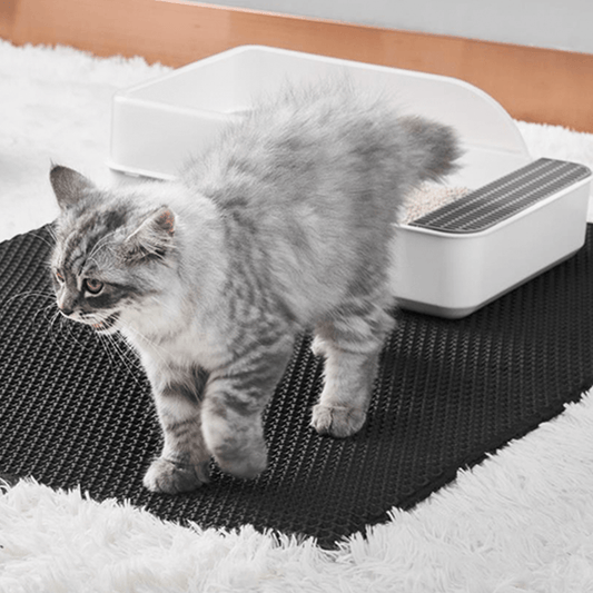 Non-Slip Honeycomb Cat Litter Mat – Water-Resistant Litter Box Mat for Easy Cleaning and Litter Catching, Black/Silver 0