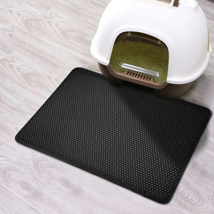 Non-Slip Honeycomb Cat Litter Mat – Water-Resistant Litter Box Mat for Easy Cleaning and Litter Catching, Black/Silver 2
