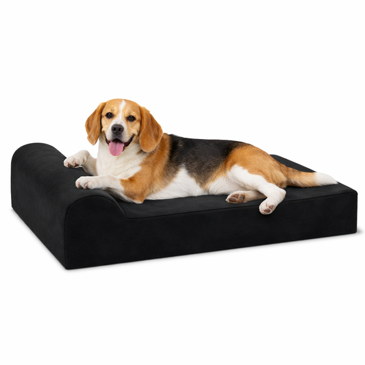 Extra-large orthopedic dog bed featuring cooling fabric, designed for joint support and comfort, with a washable cover for easy maintenance. 0