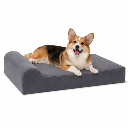 Extra-large orthopedic dog bed featuring cooling fabric, designed for joint support and comfort, with a washable cover for easy maintenance. 1