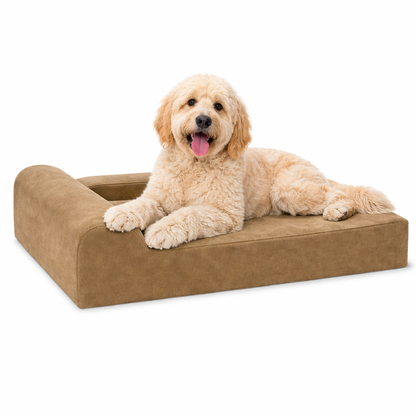 Extra-large orthopedic dog bed featuring cooling fabric, designed for joint support and comfort, with a washable cover for easy maintenance. 3