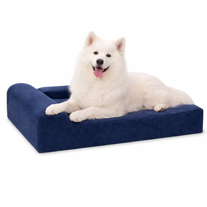 Extra-large orthopedic dog bed featuring cooling fabric, designed for joint support and comfort, with a washable cover for easy maintenance. 4