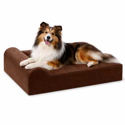 Extra-large orthopedic dog bed featuring cooling fabric, designed for joint support and comfort, with a washable cover for easy maintenance. 5