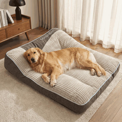 Orthopedic dog bed with washable cover and raised bolsters in XXL sofa style, designed for ultimate comfort and support for large dogs. 0