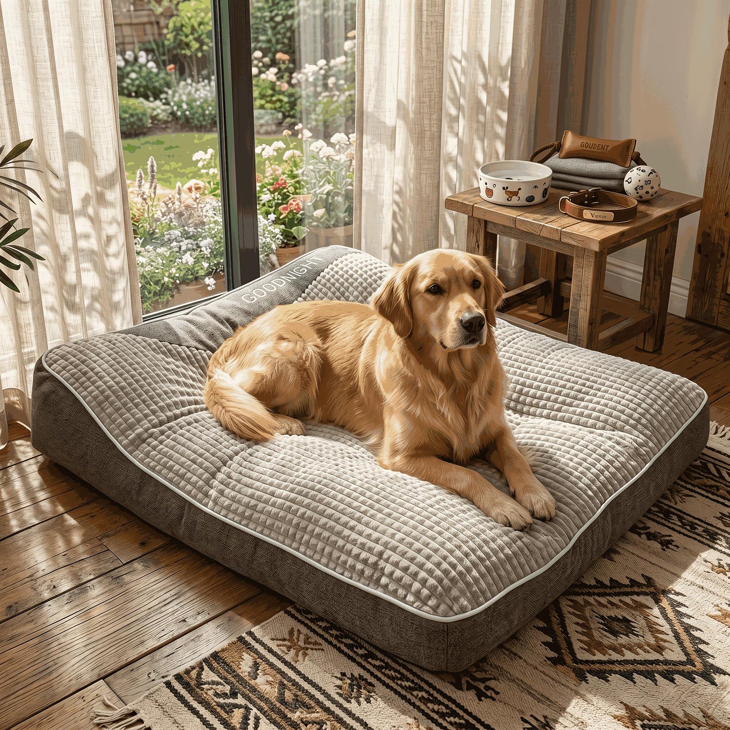 Orthopedic dog bed with washable cover and raised bolsters in XXL sofa style, designed for ultimate comfort and support for large dogs. 4