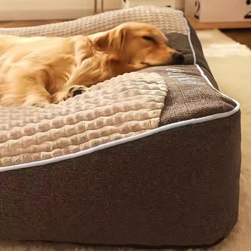 Orthopedic dog bed with washable cover and raised bolsters in XXL sofa style, designed for ultimate comfort and support for large dogs. 6