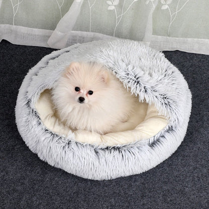 Orthopedic Pet Bed for Cats and Small Dogs – Cozy Cave Plush Bed with Supportive Rim, Machine Washable, Anti-Slip Base 1