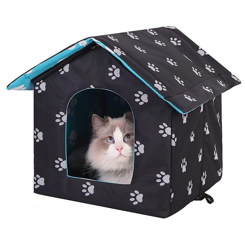 Outdoor Cat House with Self-Warming Pad – Waterproof and Foldable Design 0