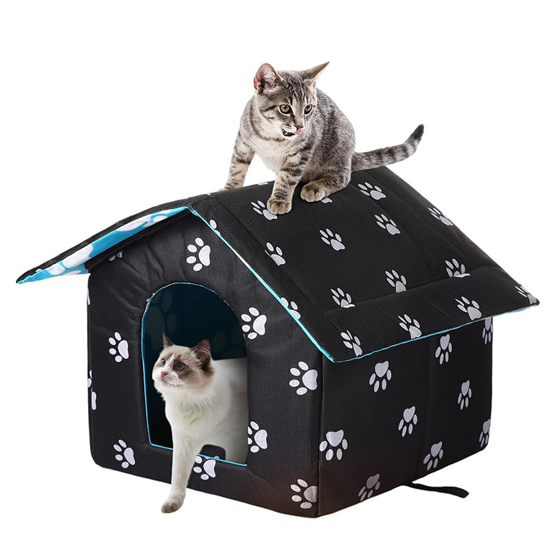 Outdoor Cat House with Self-Warming Pad – Waterproof and Foldable Design 1