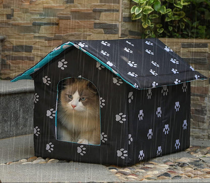 Outdoor Cat House with Self-Warming Pad – Waterproof and Foldable Design 2