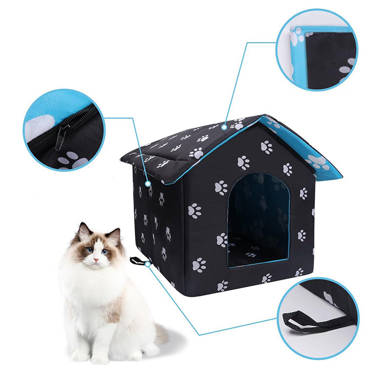 Outdoor Cat House with Self-Warming Pad – Waterproof and Foldable Design 4