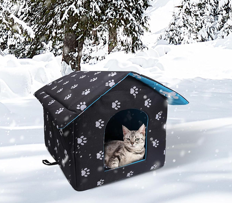 Outdoor Cat House with Self-Warming Pad – Waterproof and Foldable Design 8