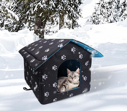 Outdoor Cat House with Self-Warming Pad – Waterproof and Foldable Design 8
