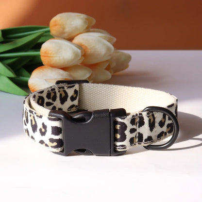 Personalized Leopard Print Dog Collar and Leash Set – Adjustable Nylon for Comfort and Security 1