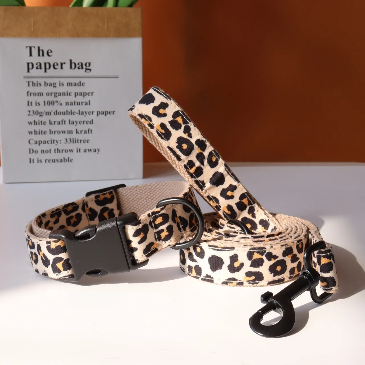 Personalized Leopard Print Dog Collar and Leash Set – Adjustable Nylon for Comfort and Security 4