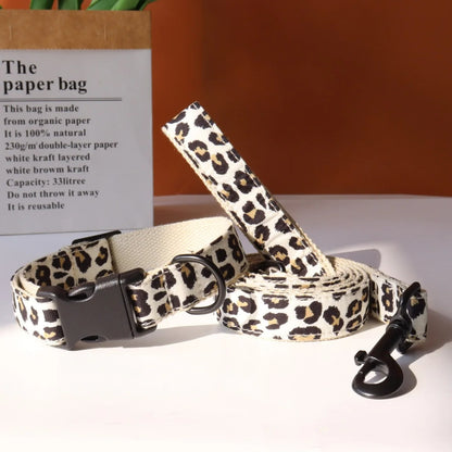 Personalized Leopard Print Dog Collar and Leash Set – Adjustable Nylon for Comfort and Security 5